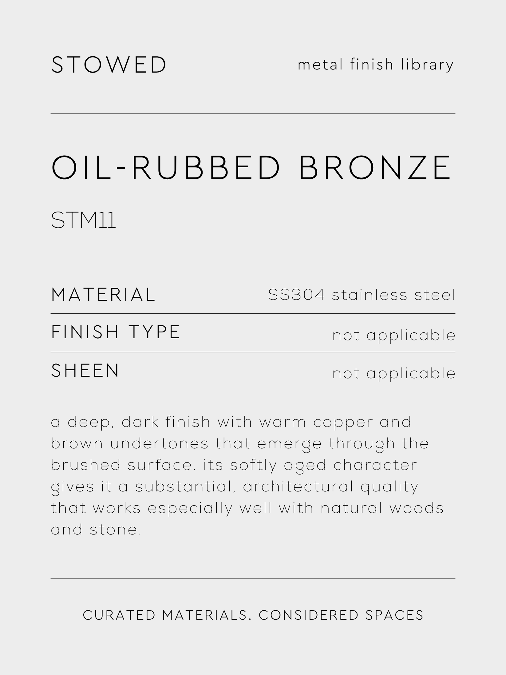 OIL-RUBBED BRONZE